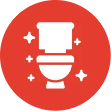 Sparkling clean toilet in a restroom