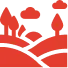 Landscaped hills with trees