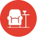 Lounge armchair beside a floor lamp